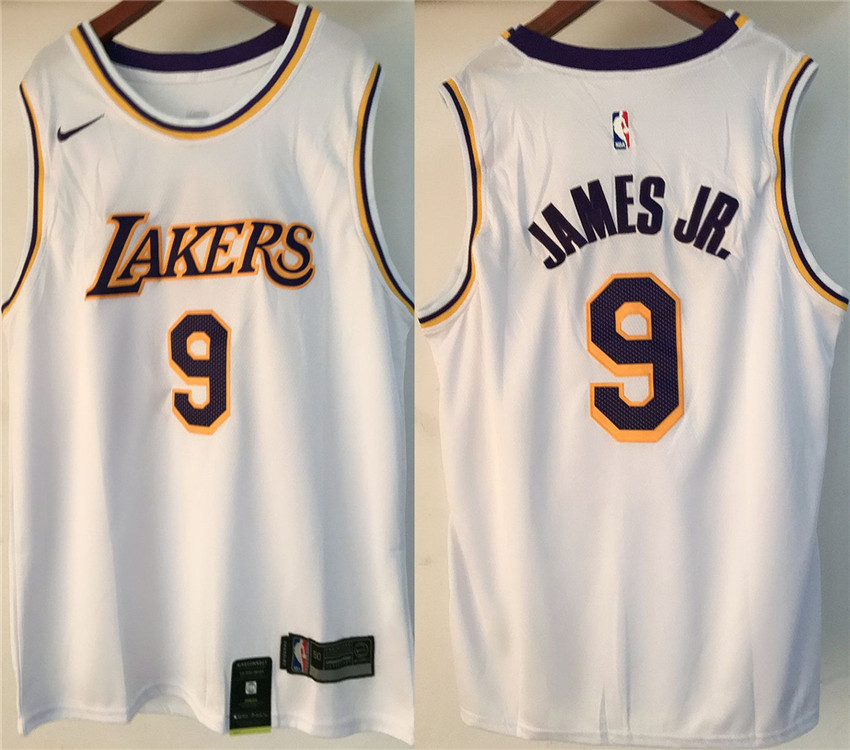 Men's White Los Angeles Lakers #9 Bronny James Jr. 2024 Draft Icon Edition Stitched Basketball Jersey